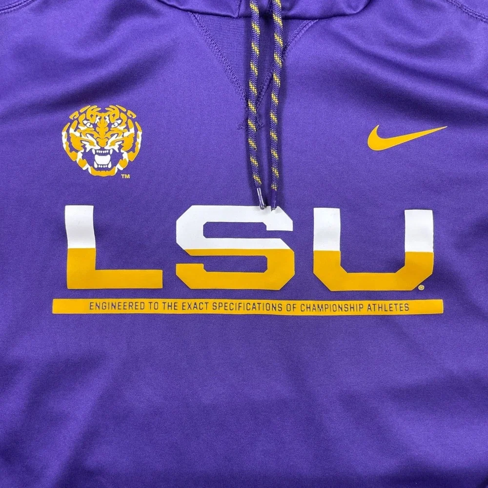 LSU Tigers Hoodie Mens Small Purple Nike Therma-FIT Sweatshirt Pullover